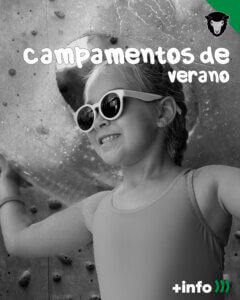 Foto de presentación de campamentos. Una niña con gafas de sol y un flotador.